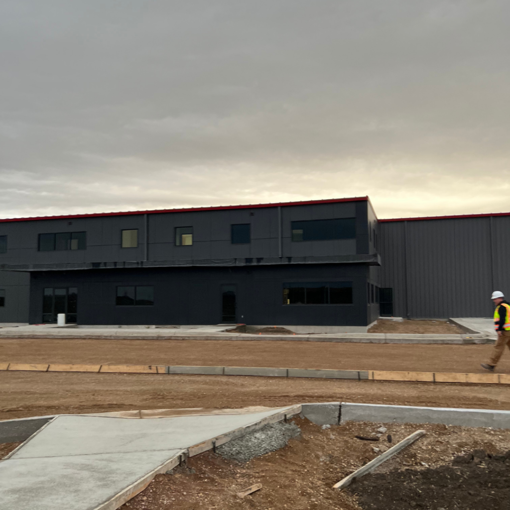 An outside image of the HEGG Modular facility in Brandon, SD during fall.